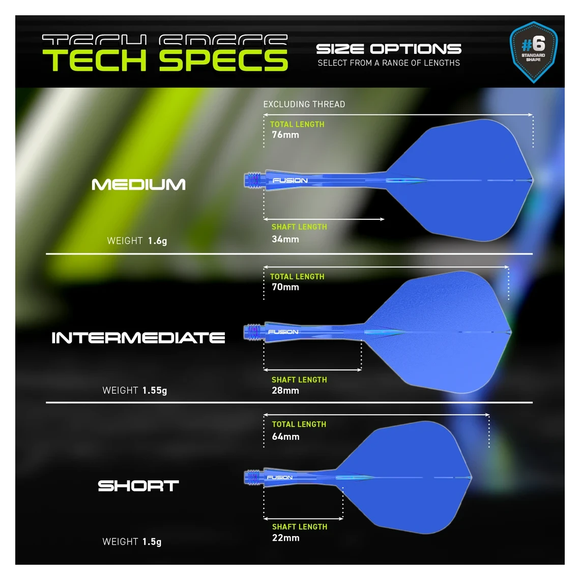 Winmau Fusion Integrated Flight & Shaft #6 - Blue