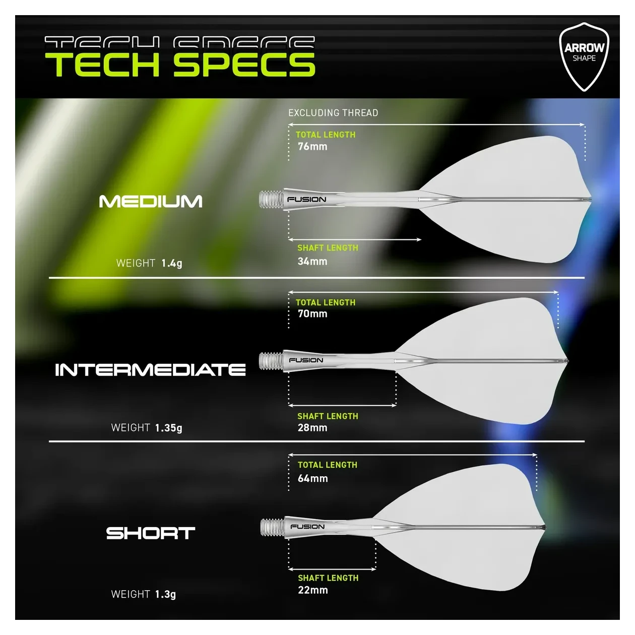 Winmau Fusion Integrated Flight & Shaft #6 Transparent Solid White