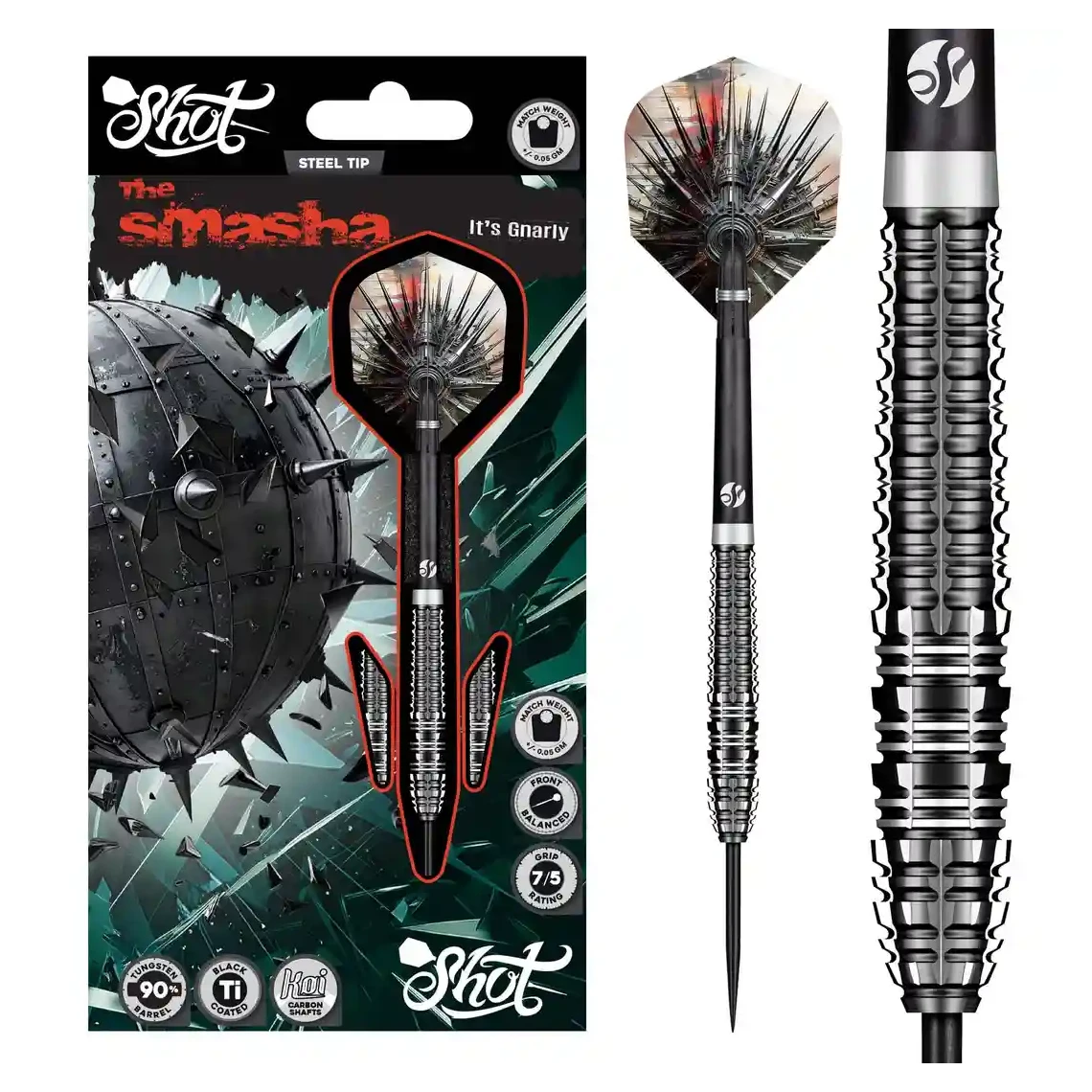 Shot Gnarly Smasha Steel Tip Darts 90% Tungsten Barrels