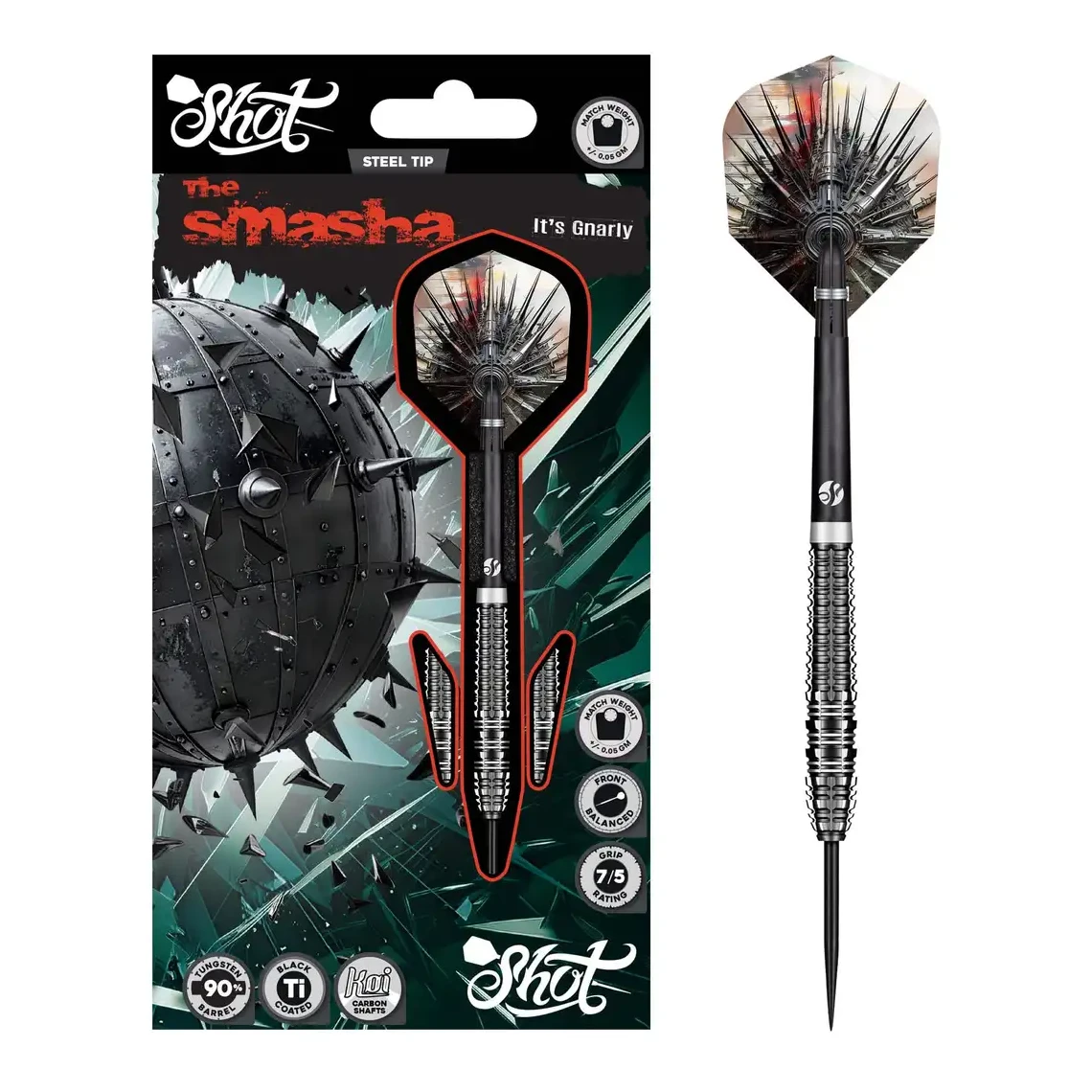Shot Gnarly Smasha Steel Tip Darts 90% Tungsten Barrels