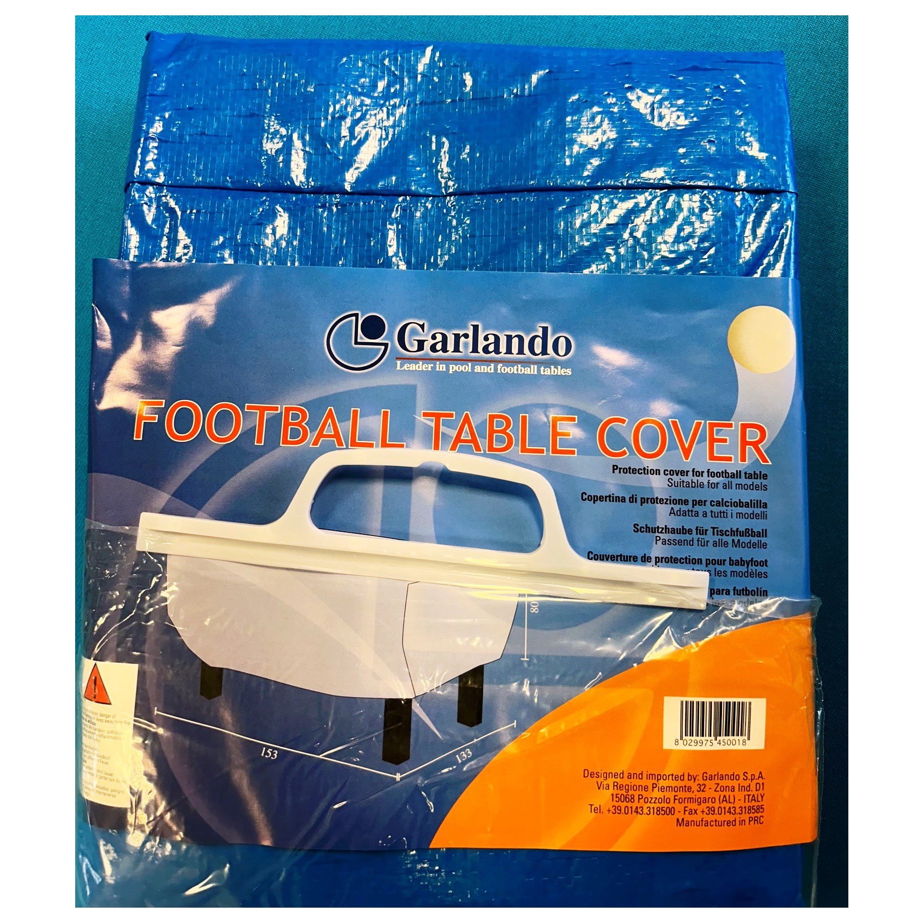 Garlando Weatherproof Football Table Cover - Packaging displaying barcode etc..