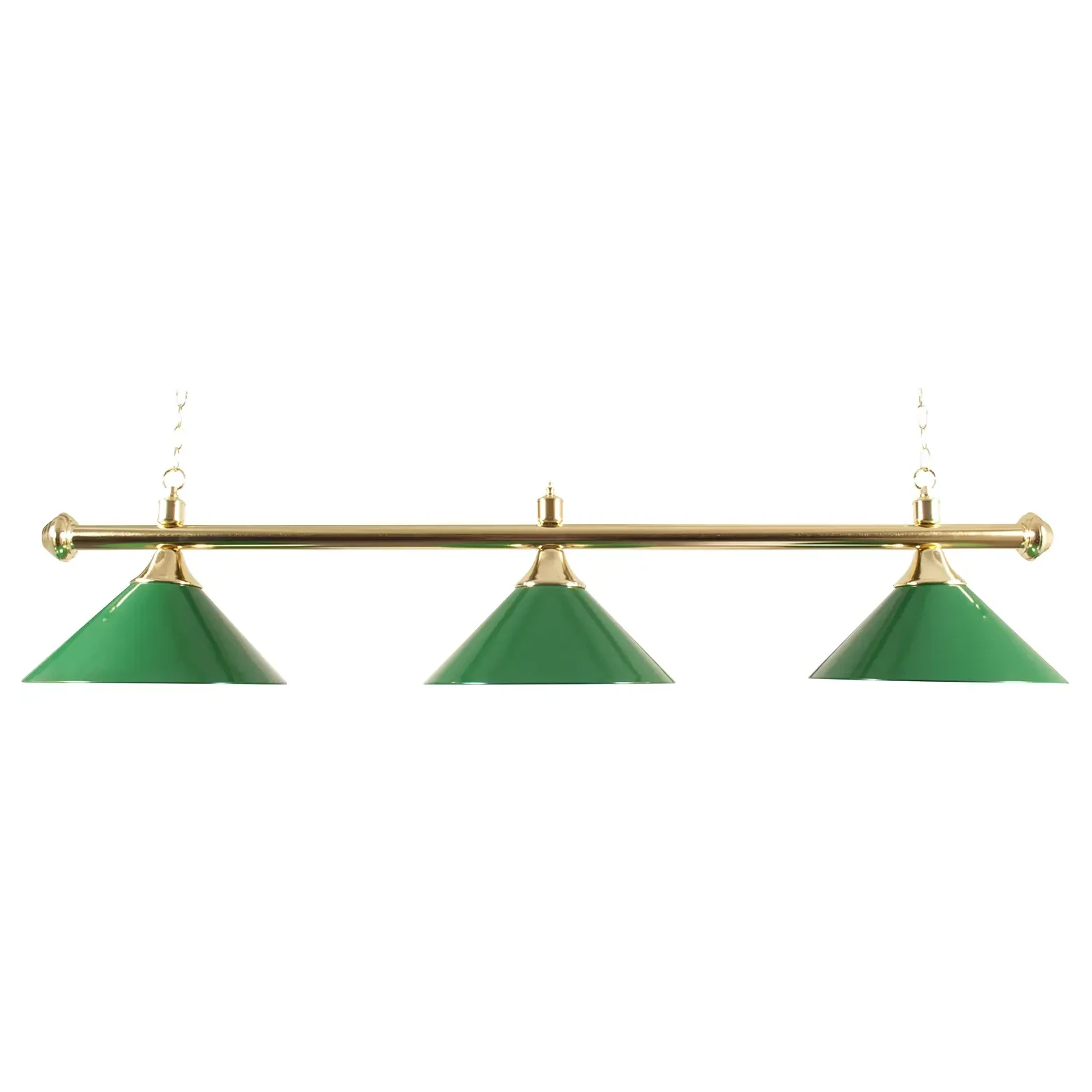 Brass Light Bar with Three Green Shades