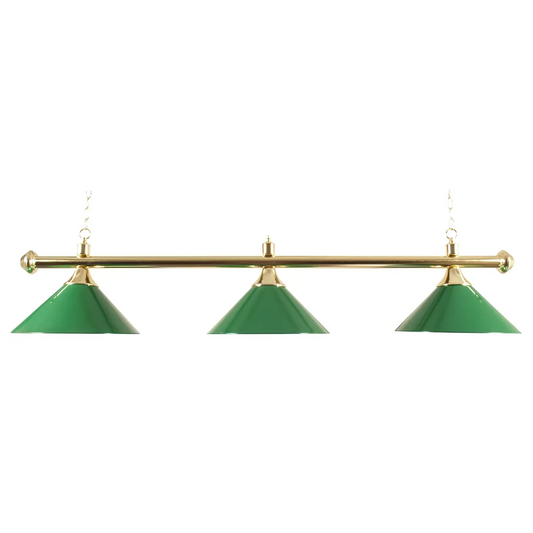 Brass Light Bar with Three Green Shades