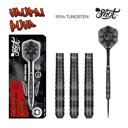 Shot Pro Series Haupai Puha 2.0 Steel Tip Dart Set 90% Tungsten 24g Full-Set