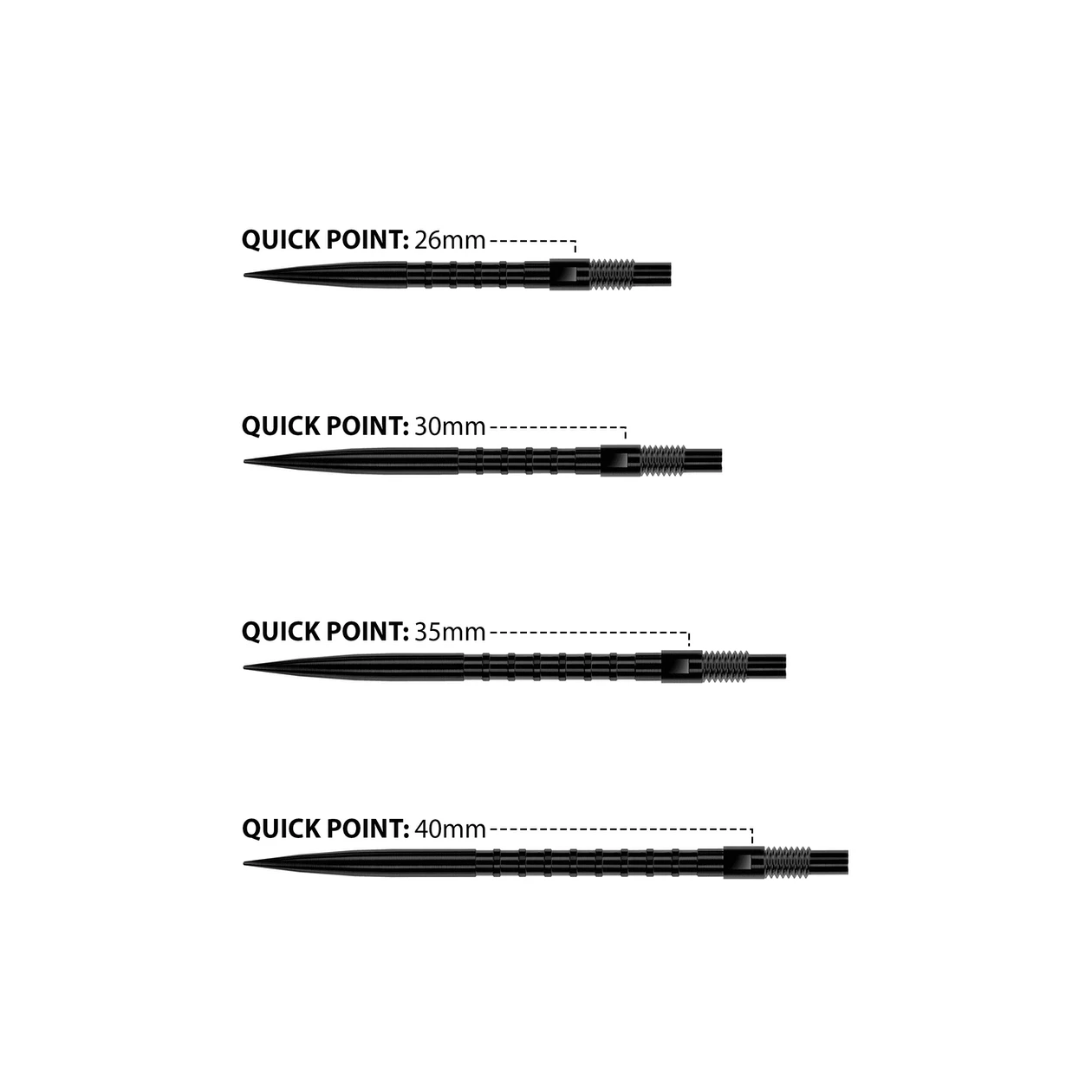 Harrows Quick Point | Heavy Metal Grip | Black