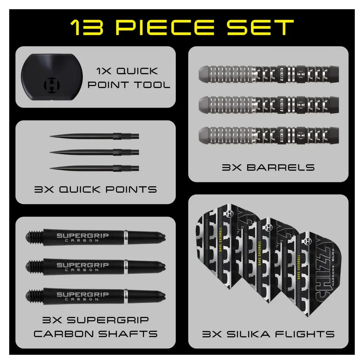 Harrows Chizzy Series 4 | Quick Point | 90% Tungsten Steel Tip Darts - Sherwood Sport