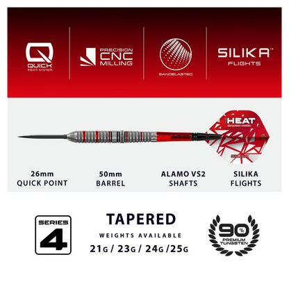 Harrows Damon Heta Series 4 Quick Point 90% Tungsten Steel Tip Darts - Sherwood Sport