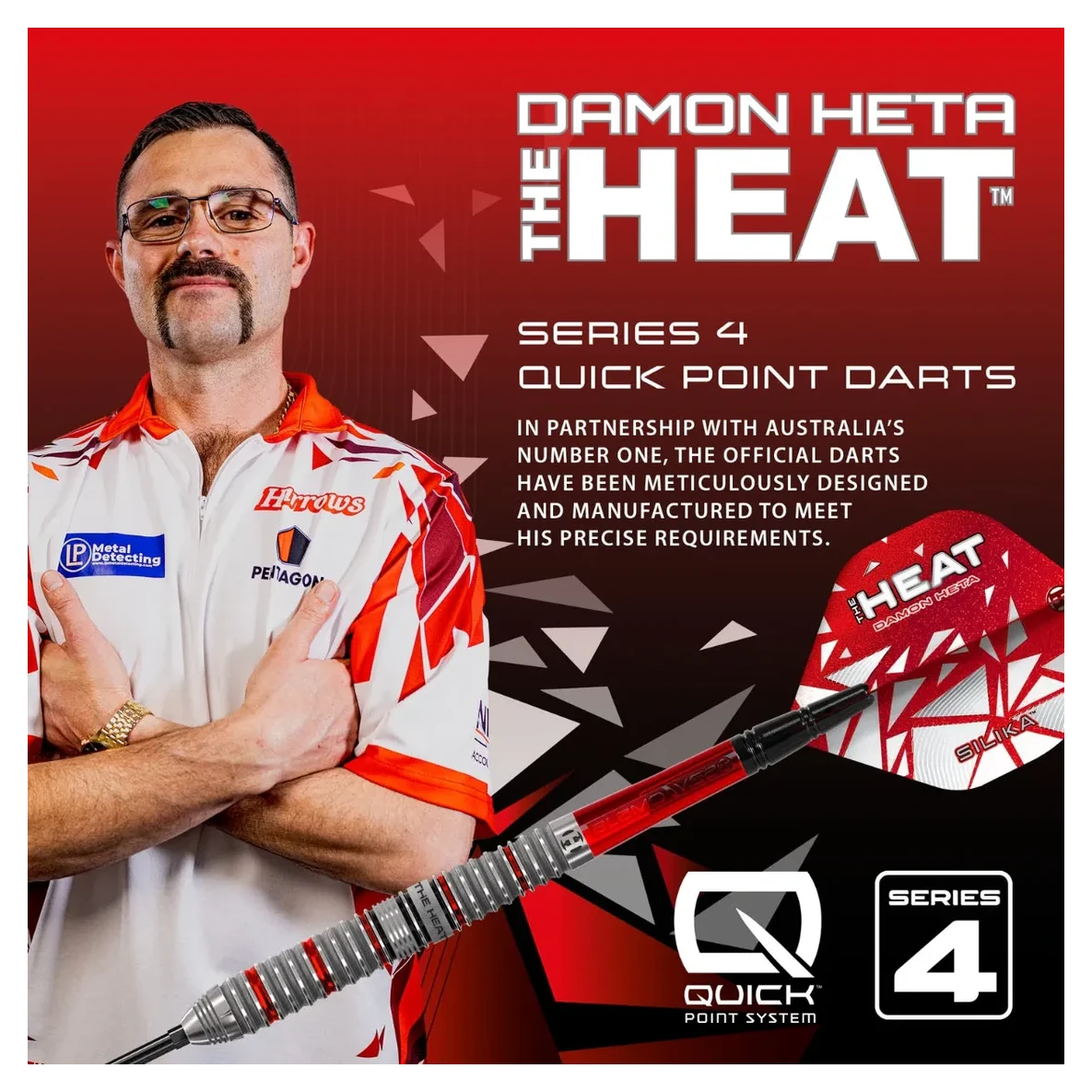 Harrows Damon Heta Series 4 Quick Point 90% Tungsten Steel Tip Darts - Sherwood Sport
