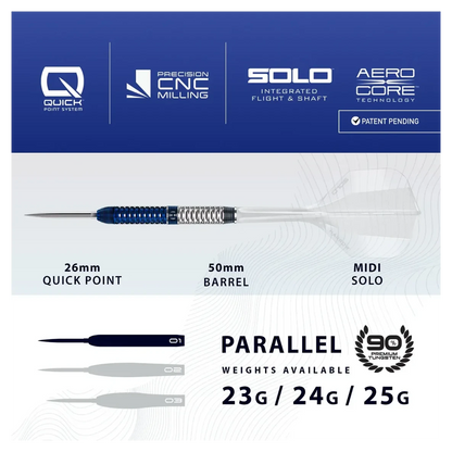 Harrows Geo 01 Parallel Quick Point 90% Tungsten Steel Tip Darts - Sherwood Sport