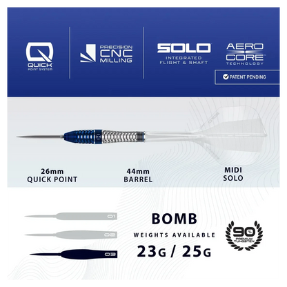 Harrows Geo 03 Bomb Quick Point 90% Tungsten Steel Tip Darts - Sherwood Sport