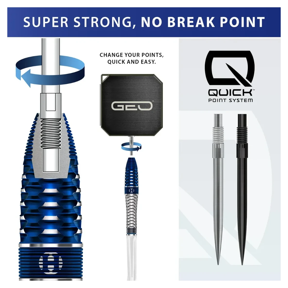 Harrows Geo 03 Bomb Quick Point 90% Tungsten Steel Tip Darts - Sherwood Sport