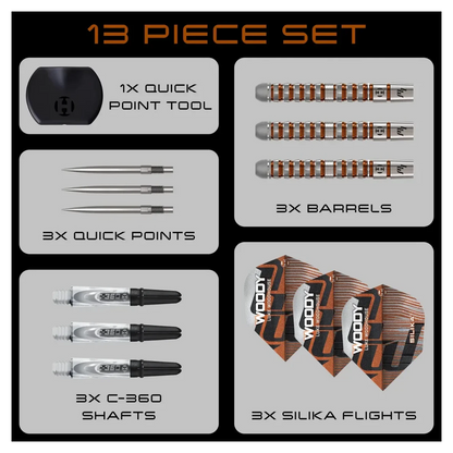Harrows Luke Woodhouse Series 3 Quick Point 90% Tungsten Steel Tip Darts - Sherwood Sport