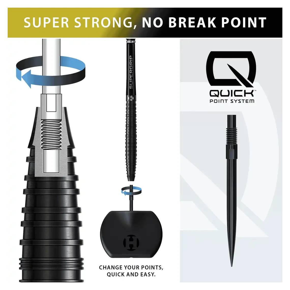 Harrows NX90 | Black Edition Tapered | Quick Point | 90% Tungsten Steel Tip Darts