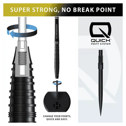 Harrows NX90 | Black Edition Tapered | Quick Point | 90% Tungsten Steel Tip Darts