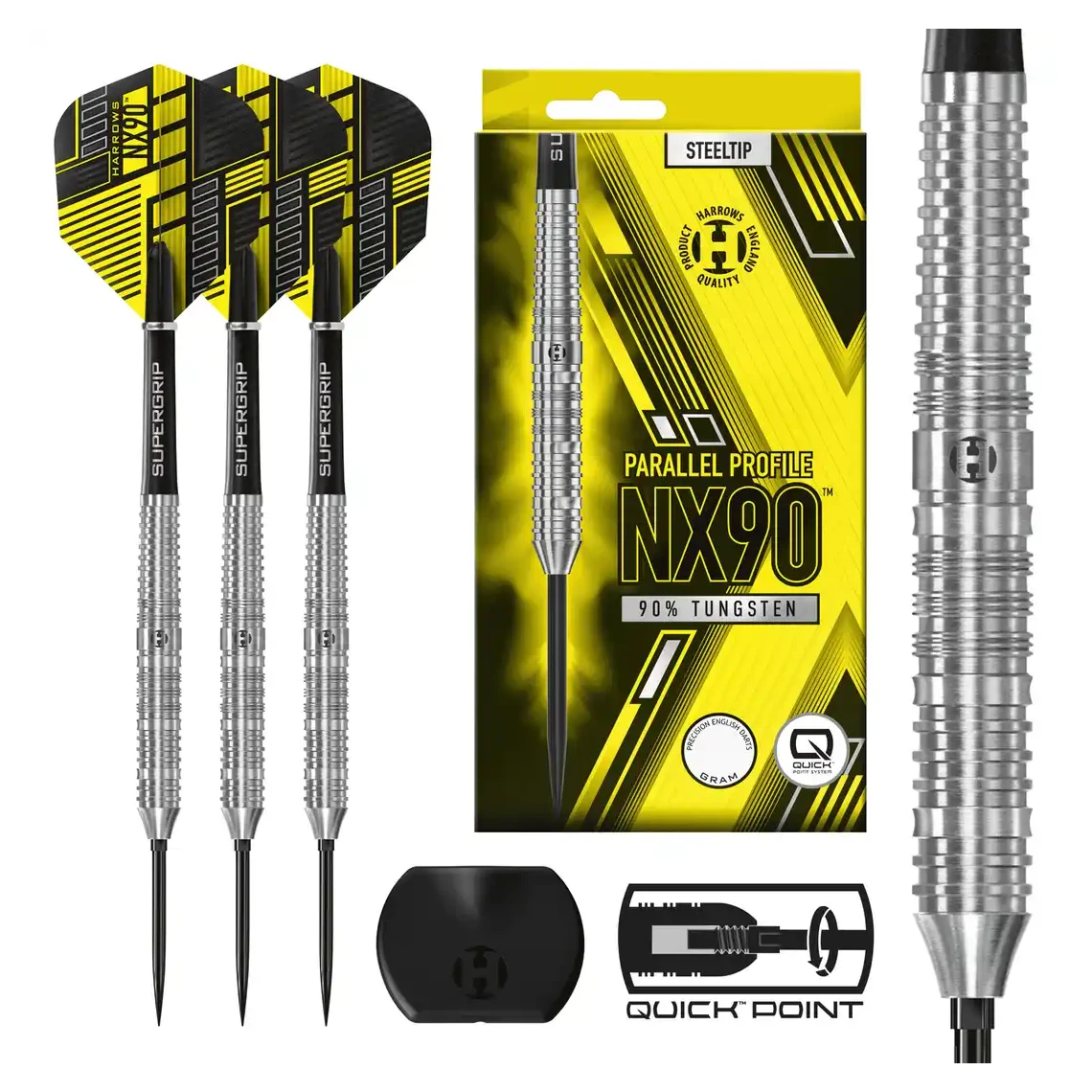 Harrows NX90 | Parallel | Quick Point | 90% Tungsten Steel Tip Darts