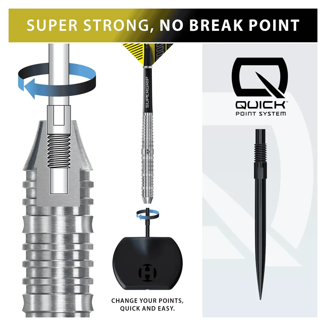 Harrows NX90 | Parallel | Quick Point | 90% Tungsten Steel Tip Darts