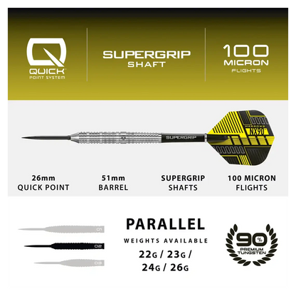 Harrows NX90 | Parallel | Quick Point | 90% Tungsten Steel Tip Darts