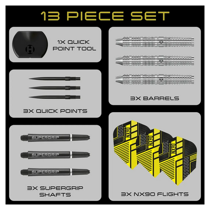 Harrows NX90 | Parallel | Quick Point | 90% Tungsten Steel Tip Darts