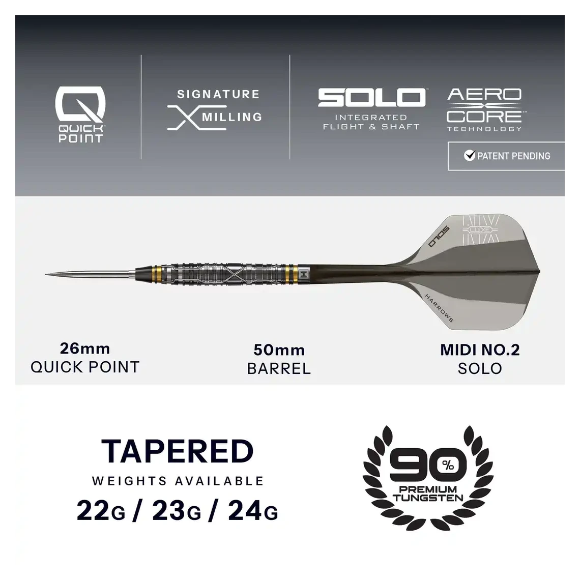 Harrows NX Luxe Tapered 90% Tungsten Steel Tip Darts