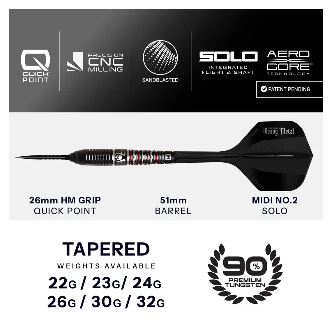 Harrows Ryan Searle Geo 90% Tungsten Steel Tip Darts