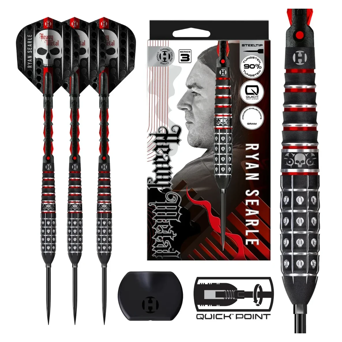 Harrows Ryan Searle Series 3 Quick Point 90% Tungsten Steel Tip Darts - Sherwood Sport