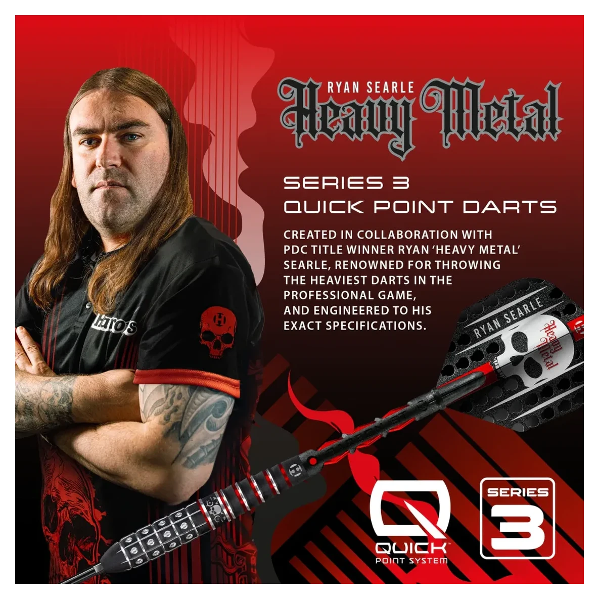 Harrows Ryan Searle Series 3 Quick Point 90% Tungsten Steel Tip Darts - Sherwood Sport