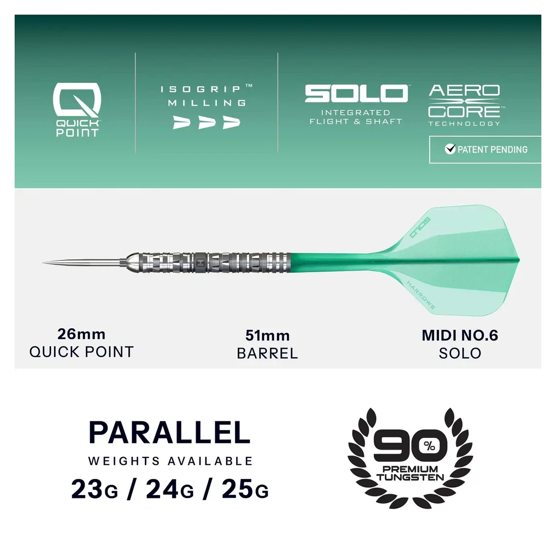 Harrows Torrent Parallel 90% Tungsten Steel Tip Darts