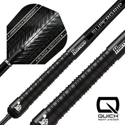 Harrows Supergrip QP Tapered 90% Black Edition Steel Tip Darts