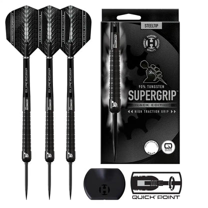 Harrows Supergrip QP Tapered 90% Black Edition Steel Tip Darts