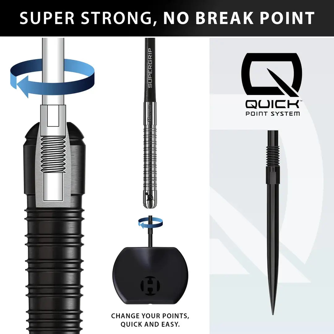 Harrows Supergrip QP Tapered 90% Black Edition Steel Tip Darts