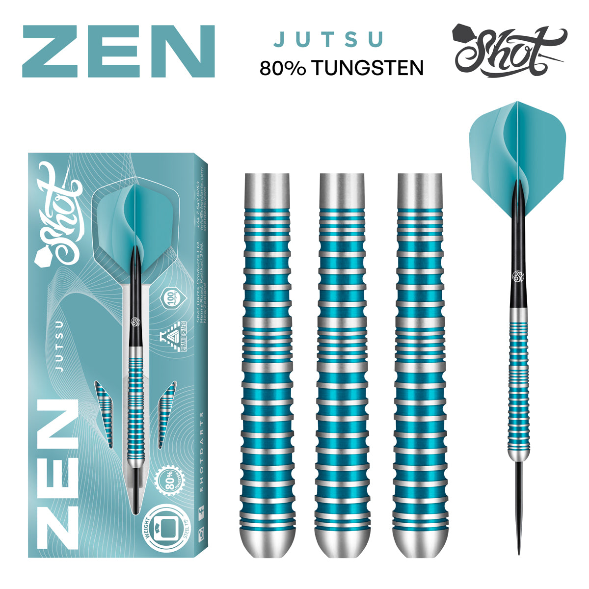 Shot Zen Jutsu 2.0 23gm 80% Tungsten Steel Tip Darts 