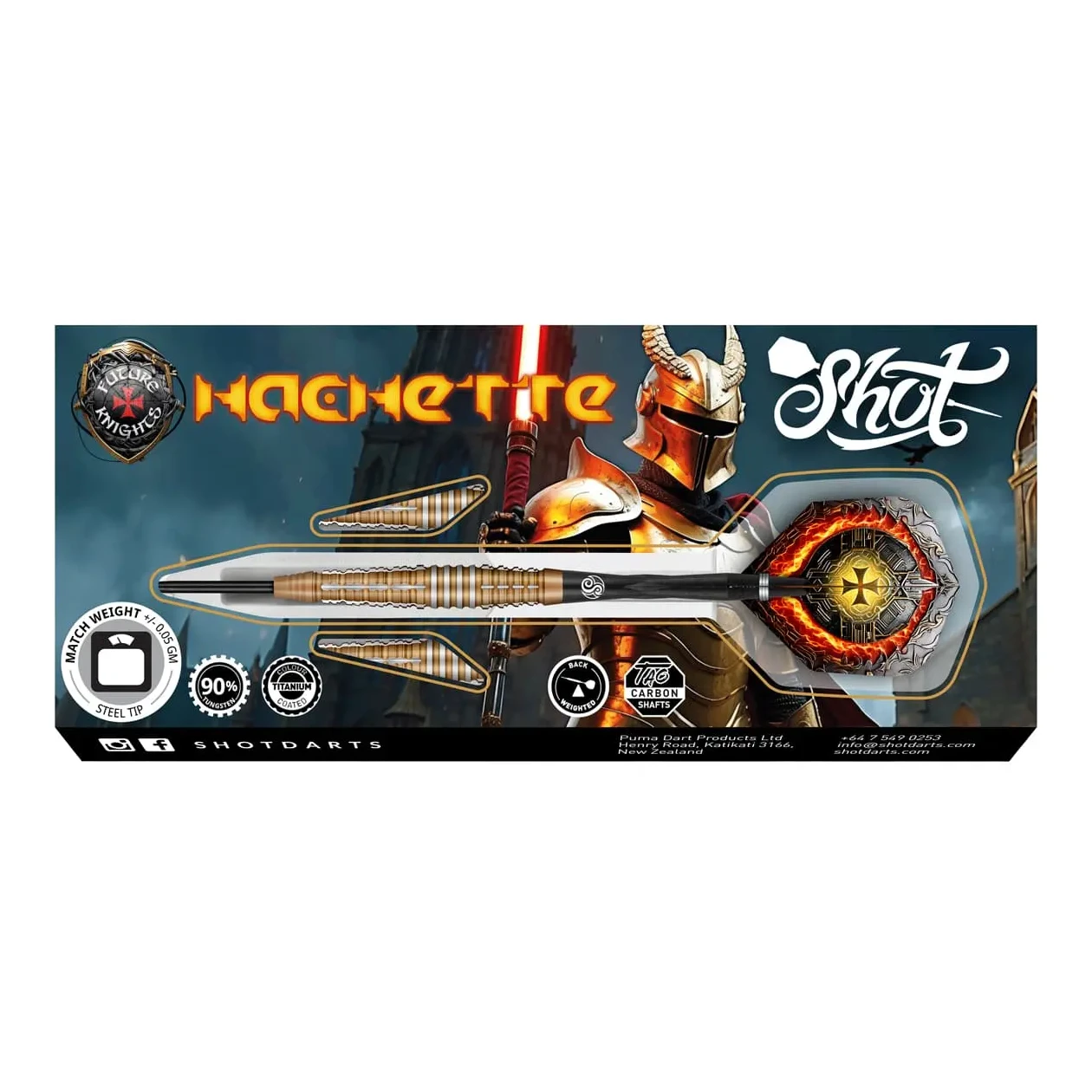 Shot Future Knights Hachette Steel Tip Dart Set 