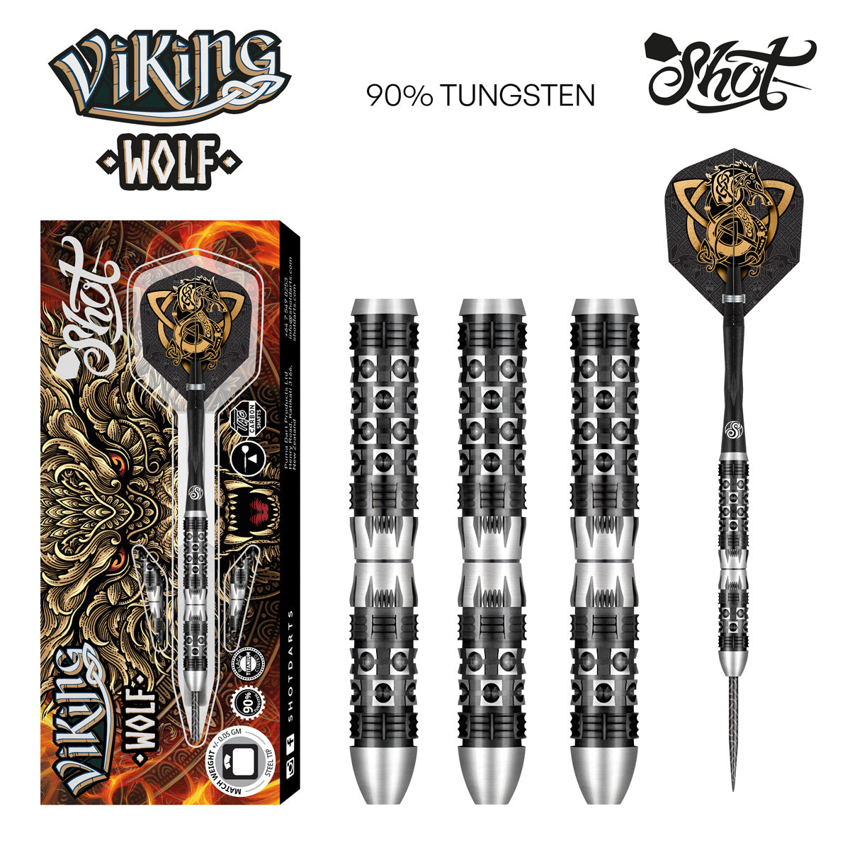 Shot Viking Wolf Steel Tip Dart 90% Tungsten Steel 