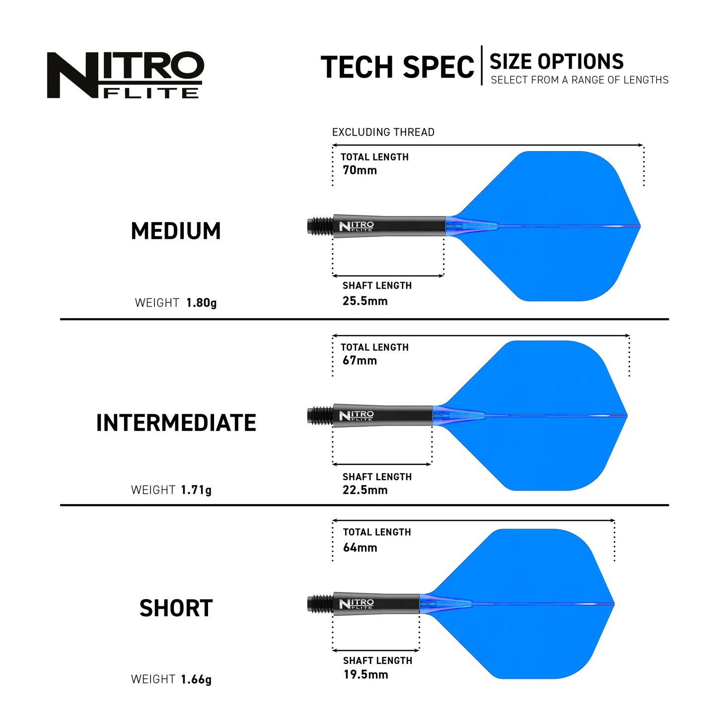 Red Dragon Nitro Flite - Integrated Flight & Shaft Black & Blue Specs