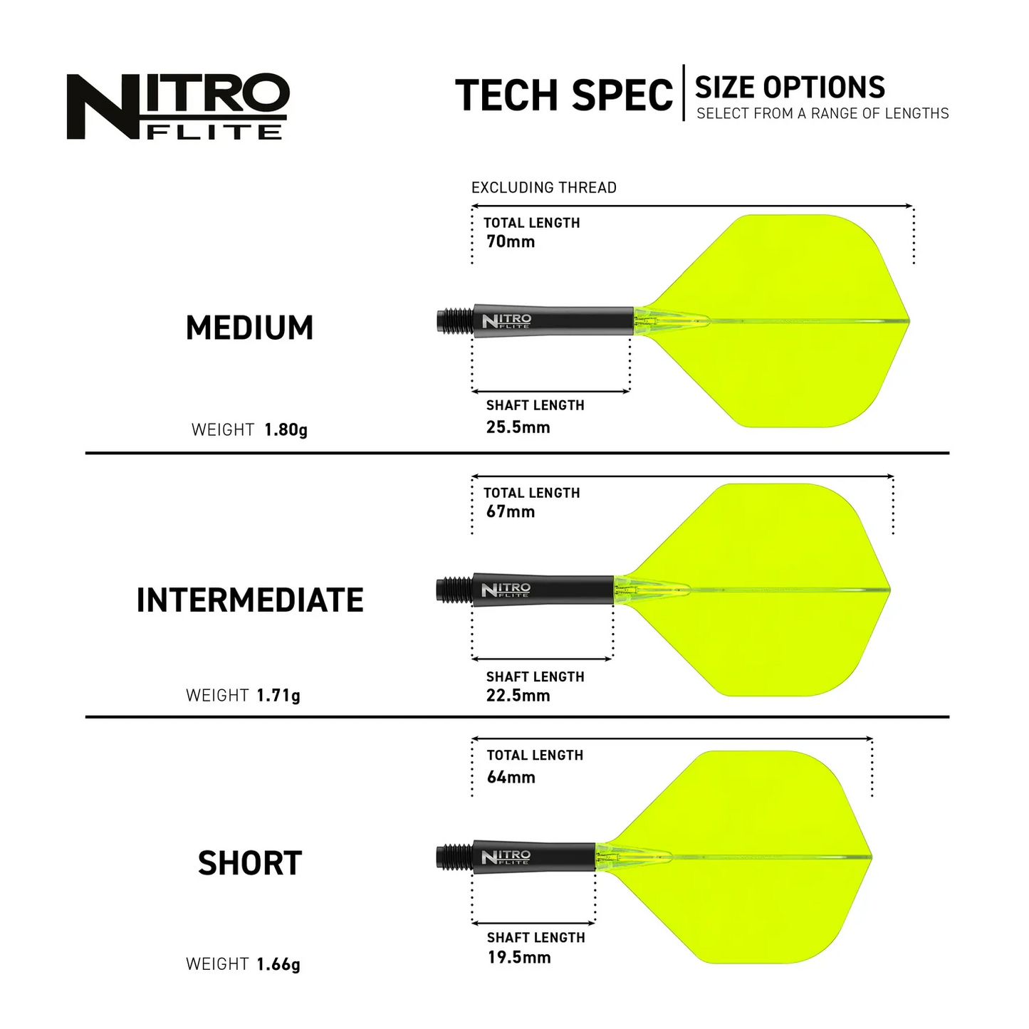 Red Dragon Nitro Flite - Integrated Flight & Shaft Black & Yellow Specs