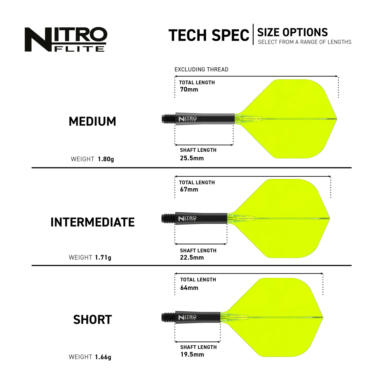 Red Dragon Nitro Flite - Integrated Flight & Shaft Black & Yellow Specs