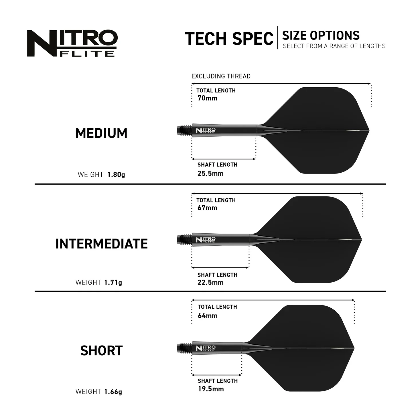 Red Dragon Nitro Flite - Integrated Flight & Shaft Black & Black Med #2 Specs