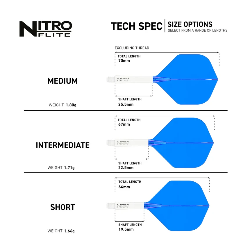 Nitro Flite - Integrated Flight & Shaft White & Blue Specs