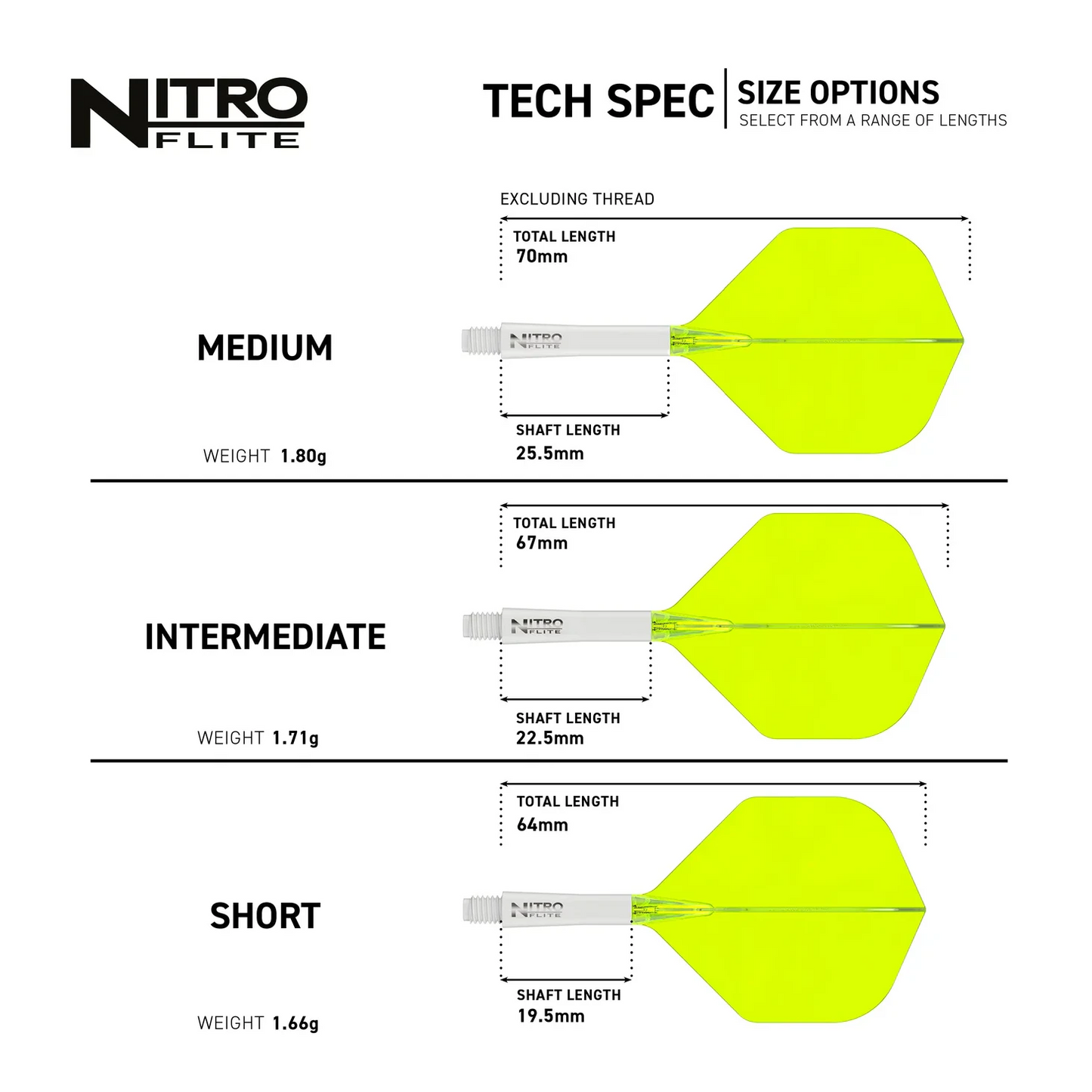 Red Dragon Nitro Flite - Integrated Flight & Shaft White & Yellow Specs
