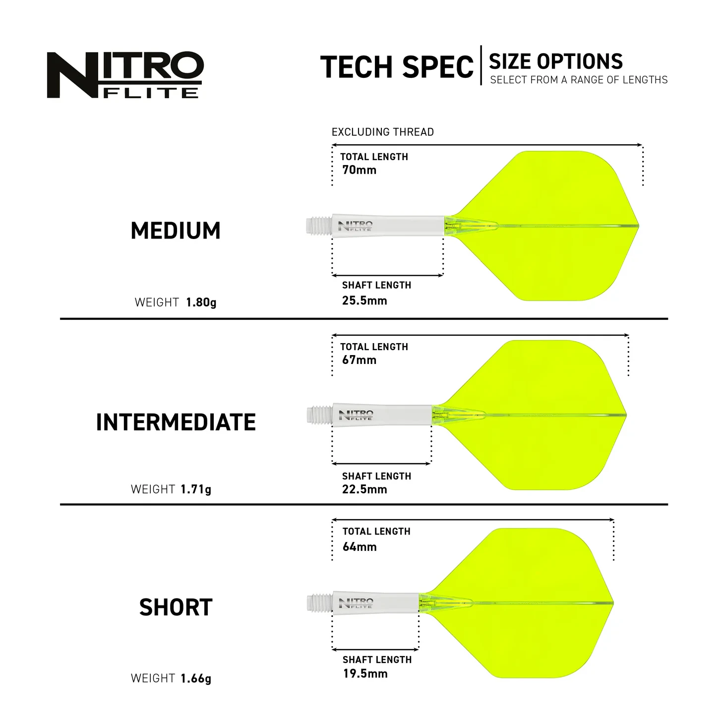 Red Dragon Nitro Flite - Integrated Flight & Shaft White & Yellow Specs