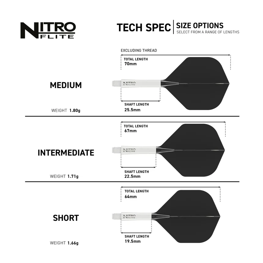 Red Dragon Nitro Flite - Integrated Flight & Shaft Black & Clear Specs