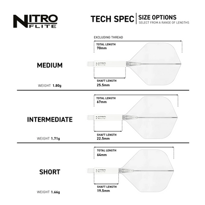 Red Dragon Nitro Flite - Integrated Flight & Shaft White & Clear Specs
