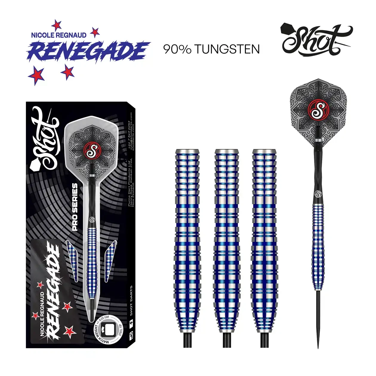 Shot Pro Series Nicole Regnaud Steel Tip Dart Set 90% Tungsten Barrels