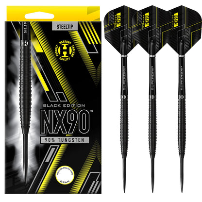 Harrows NX90 Black Edition 90% Tungsten Steel Tip Darts 25g