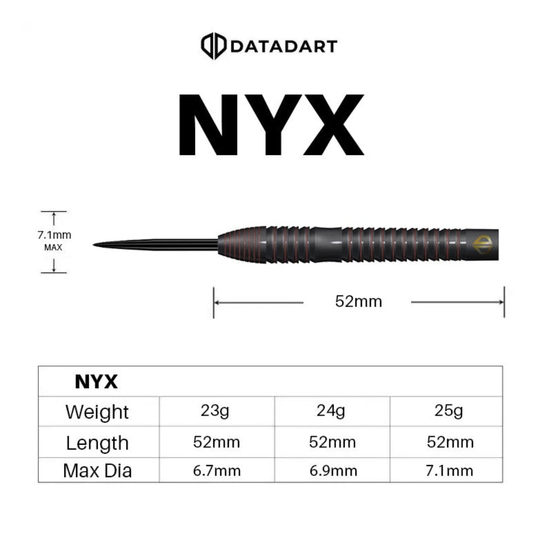 Datadart Nyx 90% Tungsten Darts specs