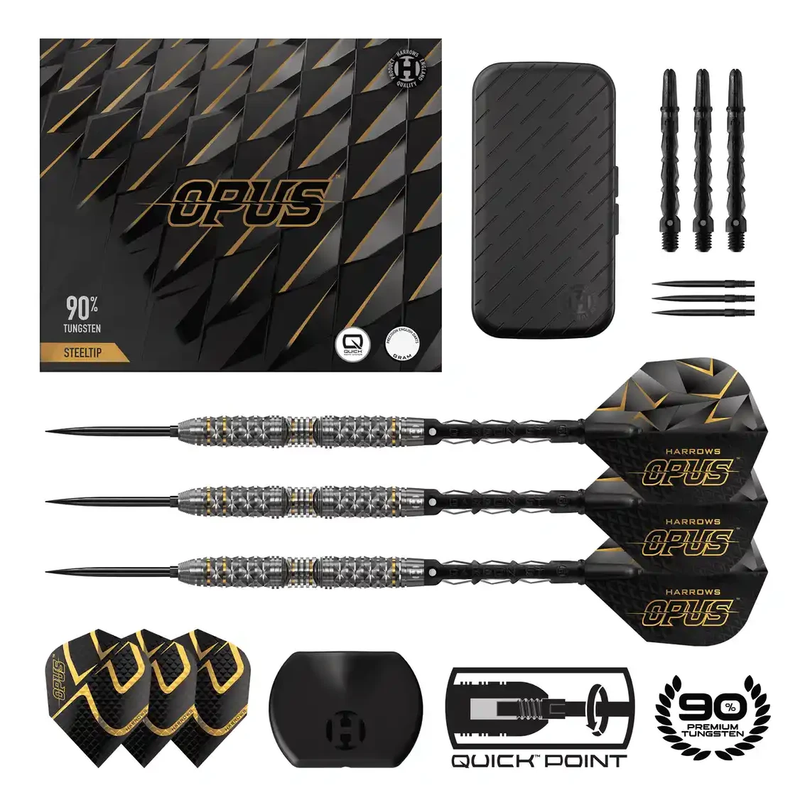 Harrows Opus | Quick Point | 90% Tungsten Steel Tip Dart