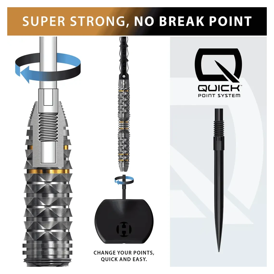Harrows Opus | Quick Point | 90% Tungsten Steel Tip Dart