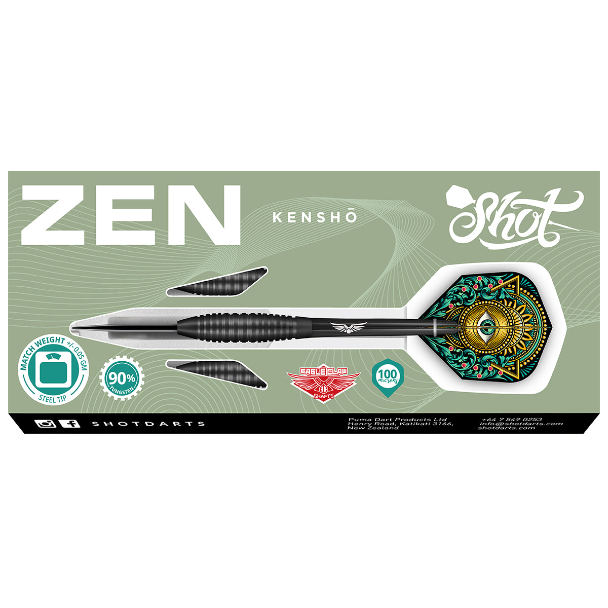 Shot Zen Kensho 22gm 90% Tungsten Steel Tip Darts 