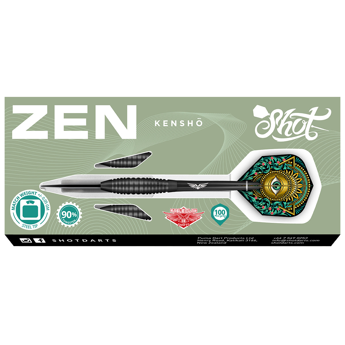 Shot Zen Kensho 25gm 90% Tungsten Steel Tip Darts 