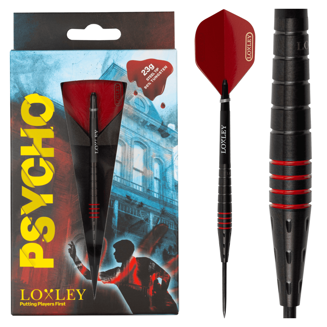 Loxley Owen Psycho Bates 90% Tungsten Steel Tip Darts Package